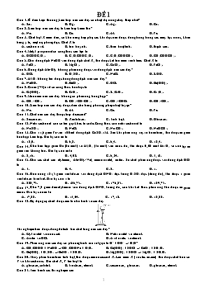 Đề kiểm tra một tiết môn Hóa học Lớp 12 - Đề 1